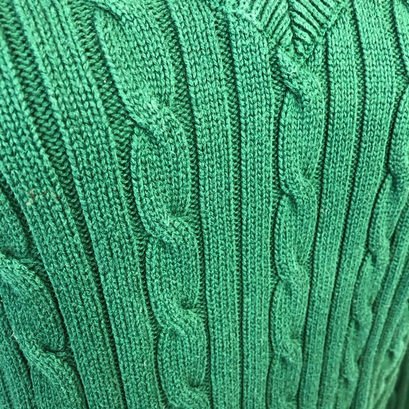 Chaps Classics Dark Green Cotton V Neck Sweater - Picture 4 of 8